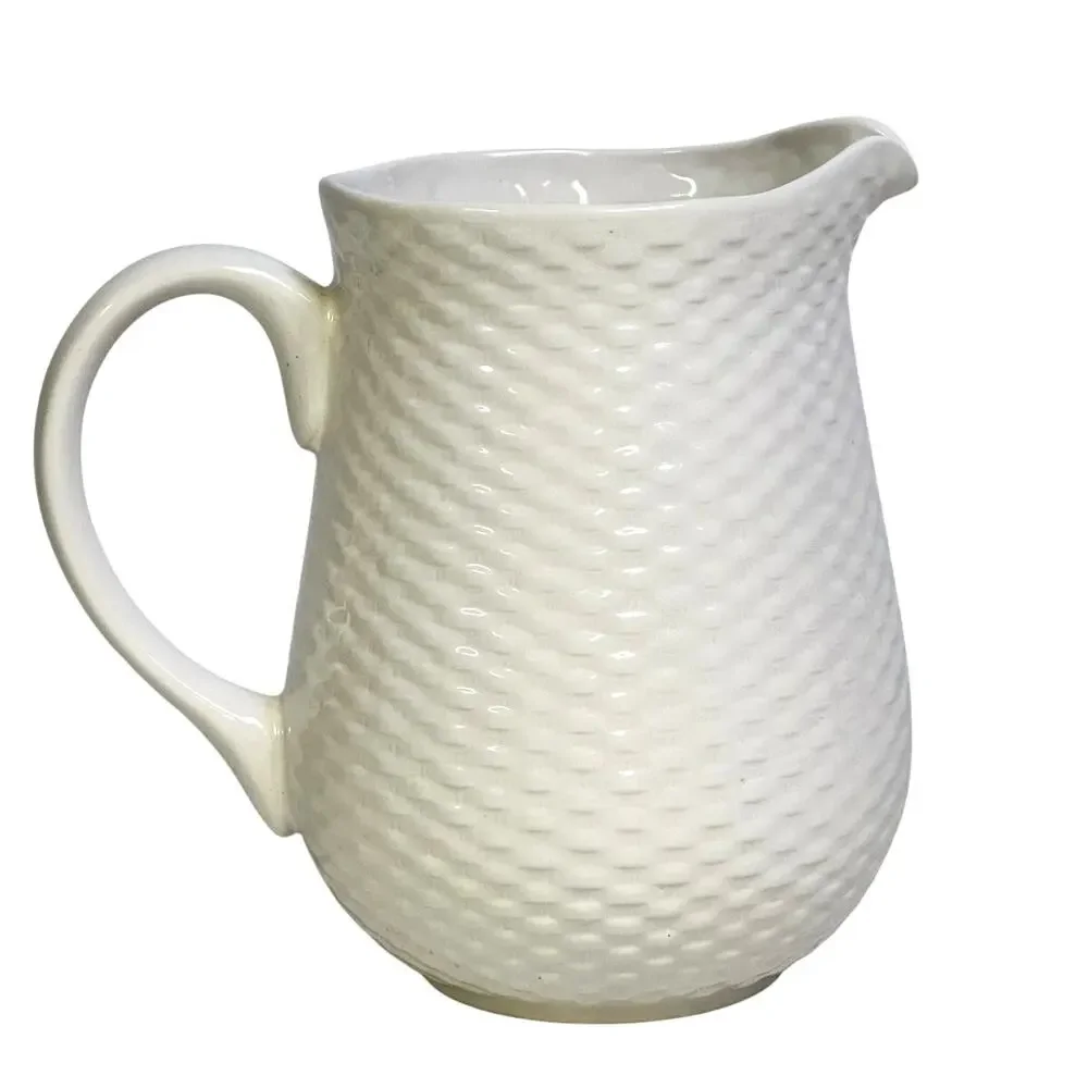 Basket Wreath by Tabletops Unlimited White Embossed Large 72 oz Pitcher